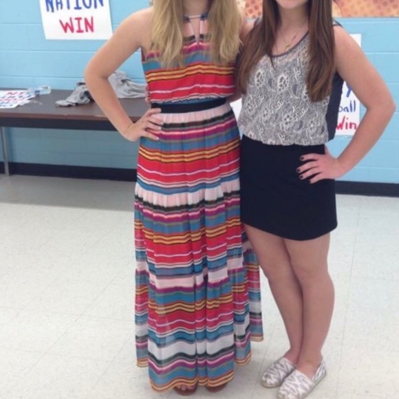 BCBG Maxazria Rainbow High Neck Maxi Dress - Picture 7 of 7